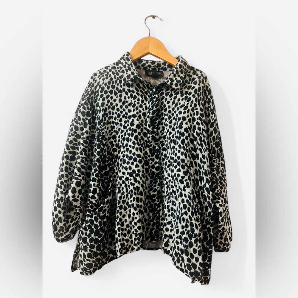 Topshop  leopard print button down collar oversized viscose shirt
